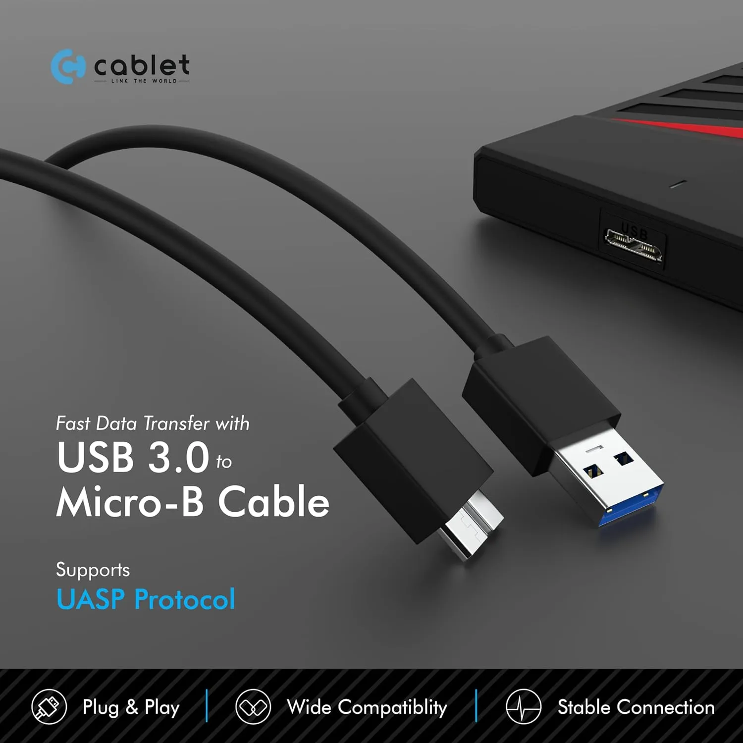 Cablet SSD Casing 2.5 Inch Sata USB 3.0 (HD2533 U3) view 4
